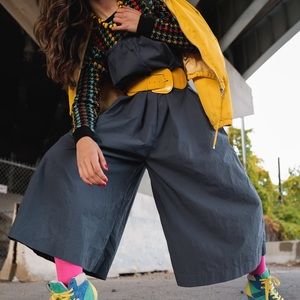 Navy blue oversized overalls